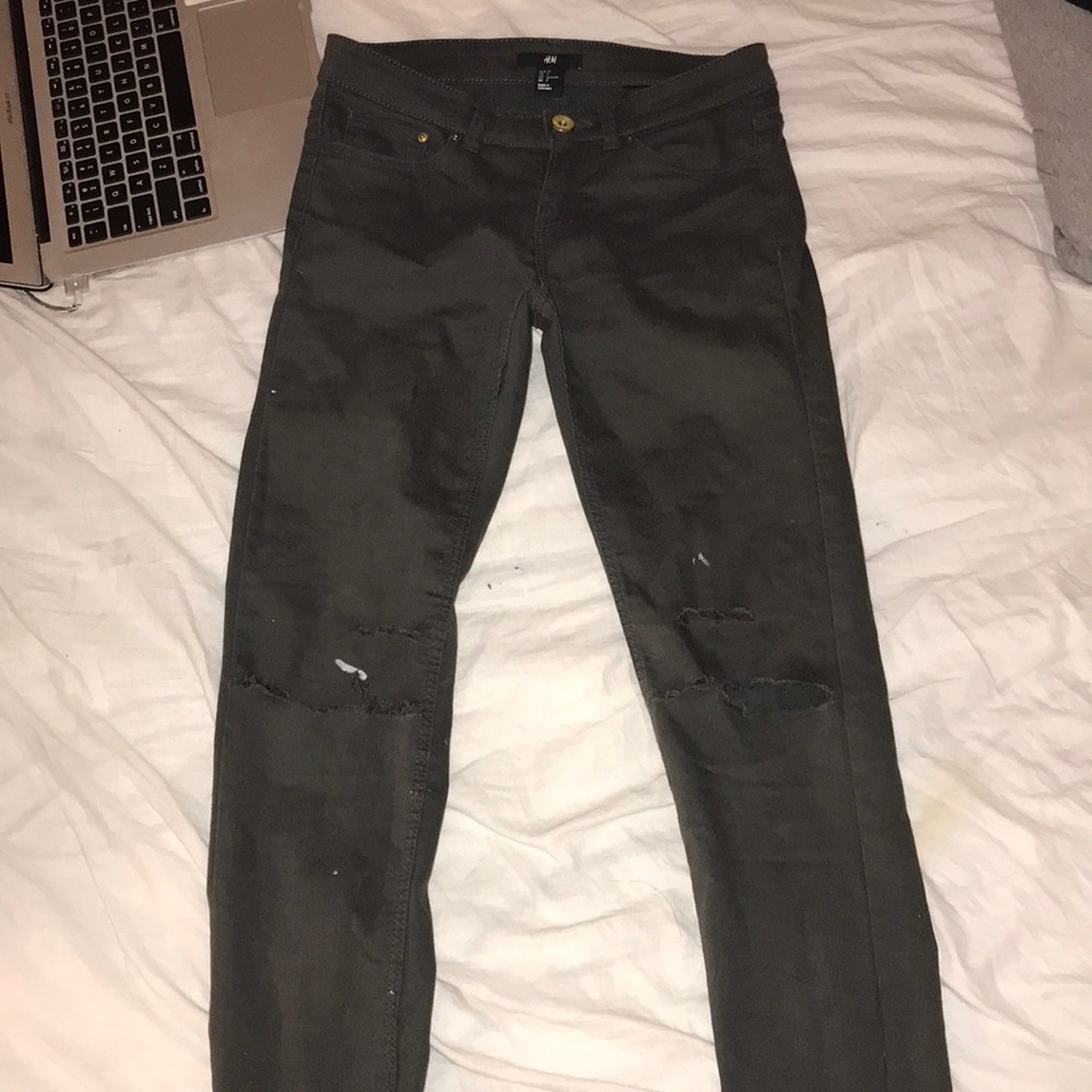 Olive skinny jeans